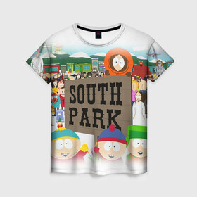 Женская футболка 3D с принтом ЮЖНЫЙ ПАРК в Белгороде, 100% полиэфир ( синтетическое хлопкоподобное полотно) | прямой крой, круглый вырез горловины, длина до линии бедер | kenny | south park | кенни | мультфильмы | саус парк | южный парк