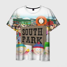 Мужская футболка 3D с принтом ЮЖНЫЙ ПАРК в Белгороде, 100% полиэфир | прямой крой, круглый вырез горловины, длина до линии бедер | kenny | south park | кенни | мультфильмы | саус парк | южный парк