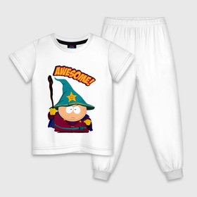 Детская пижама хлопок с принтом CARTMAN в Белгороде, 100% хлопок |  брюки и футболка прямого кроя, без карманов, на брюках мягкая резинка на поясе и по низу штанин
 | Тематика изображения на принте: animation | cartman | colorado | eric | gangsta | hip hop | kenny | n.w.a | san | south park | usa | волшебник | жесть | картман | магия | мультфильмы | шикарно | эрик | южный парк