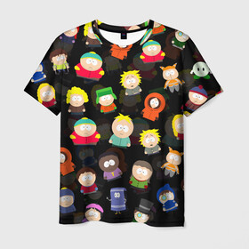Мужская футболка 3D с принтом ЮЖНЫЙ ПАРК в Белгороде, 100% полиэфир | прямой крой, круглый вырез горловины, длина до линии бедер | kenny | south park | картман | кенни | мультфильмы | саус парк | южный парк