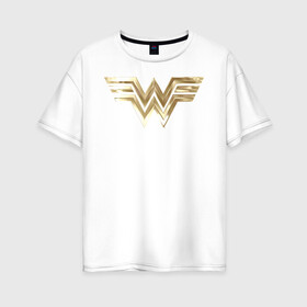 Женская футболка хлопок Oversize с принтом Wonder Woman logo в Белгороде, 100% хлопок | свободный крой, круглый ворот, спущенный рукав, длина до линии бедер
 | 1984 | cheetah | dc comics | diana prince | wonder women | ww84 | антиопа | вандер вумен | галь гадот | гепарда | диана принс | стив тревор | чудо женщина