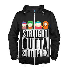 Мужская ветровка 3D с принтом South Park в Белгороде, 100% полиэстер | подол и капюшон оформлены резинкой с фиксаторами, два кармана без застежек по бокам, один потайной карман на груди | cartman | kenny | park | south | southpark | картман | кенни | мульт | мультик | парк | персонаж | персонажи | сериал | южный