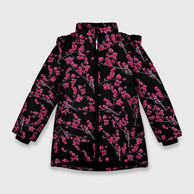 Зимняя куртка для девочек 3D с принтом Ветка сакура в Белгороде, ткань верха — 100% полиэстер; подклад — 100% полиэстер, утеплитель — 100% полиэстер. | длина ниже бедра, удлиненная спинка, воротник стойка и отстегивающийся капюшон. Есть боковые карманы с листочкой на кнопках, утяжки по низу изделия и внутренний карман на молнии. 

Предусмотрены светоотражающий принт на спинке, радужный светоотражающий элемент на пуллере молнии и на резинке для утяжки. | covid 19 | ncov2019 | болезнь | весна | вирус | дерево | заражение | защита | инфекция | карантин | коронавирус | маска | пандемия | пневмония | противогаз | сакура | цветы | эпидемия | япония