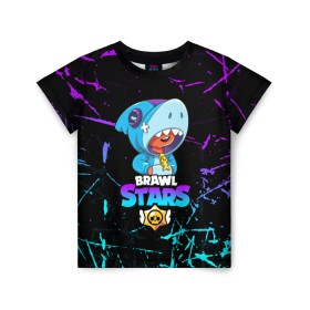 Детская футболка 3D с принтом BRAWL STARS LEON SHARK в Белгороде, 100% гипоаллергенный полиэфир | прямой крой, круглый вырез горловины, длина до линии бедер, чуть спущенное плечо, ткань немного тянется | Тематика изображения на принте: 8 bit | 8 бит | bibi | brawl stars | crow | el brown | leon | leon shark | max | mr.p | sally leon | shark | stars | virus | werewolf | акула | биби | вирус | ворон | леон | оборотень | пингвин