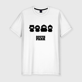 Мужская футболка хлопок Slim с принтом South Park в Белгороде, 92% хлопок, 8% лайкра | приталенный силуэт, круглый вырез ворота, длина до линии бедра, короткий рукав | park | south | парк | сериал | фильм | южный