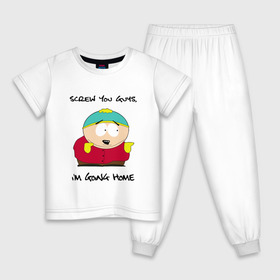 Детская пижама хлопок с принтом ЮЖНЫЙ ПАРК в Белгороде, 100% хлопок |  брюки и футболка прямого кроя, без карманов, на брюках мягкая резинка на поясе и по низу штанин
 | cartman | kenny | south park | картман | кенни | мультфильмы | саус парк | южный парк