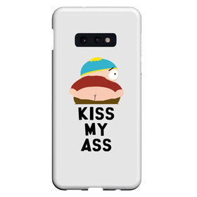 Чехол для Samsung S10E с принтом Kiss My Ass в Белгороде, Силикон | Область печати: задняя сторона чехла, без боковых панелей | Тематика изображения на принте: cartman | kenny | park | south | southpark | картман | кенни | мульт | мультик | парк | персонаж | персонажи | сериал | южный