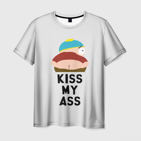 Мужская футболка 3D с принтом Kiss My Ass в Белгороде, 100% полиэфир | прямой крой, круглый вырез горловины, длина до линии бедер | cartman | kenny | park | south | southpark | картман | кенни | мульт | мультик | парк | персонаж | персонажи | сериал | южный
