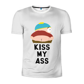 Мужская футболка 3D спортивная с принтом Kiss My Ass в Белгороде, 100% полиэстер с улучшенными характеристиками | приталенный силуэт, круглая горловина, широкие плечи, сужается к линии бедра | Тематика изображения на принте: cartman | kenny | park | south | southpark | картман | кенни | мульт | мультик | парк | персонаж | персонажи | сериал | южный