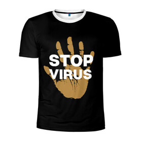 Мужская футболка 3D спортивная с принтом Stop Virus в Белгороде, 100% полиэстер с улучшенными характеристиками | приталенный силуэт, круглая горловина, широкие плечи, сужается к линии бедра | coronavirus | covid 19 | covid19 | virus | бактерии | болезнь | будь здоров | вирус | заболел | здоровье | инфекция | коронавирус | лечение | надпись | пандемия