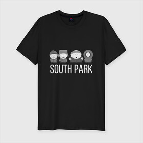 Мужская футболка хлопок Slim с принтом South Park в Белгороде, 92% хлопок, 8% лайкра | приталенный силуэт, круглый вырез ворота, длина до линии бедра, короткий рукав | cartman | kartman | kenny | park | south | брофловски | кайл | картинка | картман | кенни | маккормик | марш | парк | саус | сауспарк | стэн | стэнли | эрик | южный