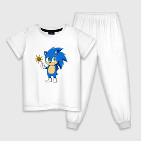 Детская пижама хлопок с принтом Baby Sonic в Белгороде, 100% хлопок |  брюки и футболка прямого кроя, без карманов, на брюках мягкая резинка на поясе и по низу штанин
 | Тематика изображения на принте: baby | sonic | ежик | соник