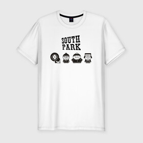 Мужская футболка хлопок Slim с принтом South park в Белгороде, 92% хлопок, 8% лайкра | приталенный силуэт, круглый вырез ворота, длина до линии бедра, короткий рукав | кайл брофловски | кенни маккормик | стэн марш | эрик картман