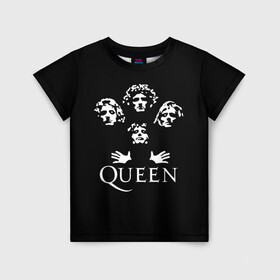 Детская футболка 3D с принтом QUEEN (НА СПИНЕ) в Белгороде, 100% гипоаллергенный полиэфир | прямой крой, круглый вырез горловины, длина до линии бедер, чуть спущенное плечо, ткань немного тянется | queen | rock | we will rock you | брайан мэи | группа queen | группа квин | джон дикон | квин | королева | король | роджер тейлор | рок | фредди меркьюри