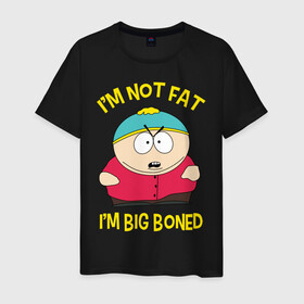 Мужская футболка хлопок с принтом South Park, Эрик Картман в Белгороде, 100% хлопок | прямой крой, круглый вырез горловины, длина до линии бедер, слегка спущенное плечо. | Тематика изображения на принте: eric cartman | south park | эрик картман | южный парк | я не толстый у меня кость широкая