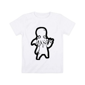 Детская футболка хлопок с принтом Ктулху в Белгороде, 100% хлопок | круглый вырез горловины, полуприлегающий силуэт, длина до линии бедер | ктулху | лавкрафт | монстр | некрономикон | ужас | фэнтези | чудовище