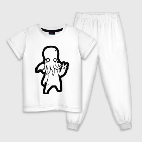 Детская пижама хлопок с принтом Ктулху в Белгороде, 100% хлопок |  брюки и футболка прямого кроя, без карманов, на брюках мягкая резинка на поясе и по низу штанин
 | ктулху | лавкрафт | монстр | некрономикон | ужас | фэнтези | чудовище