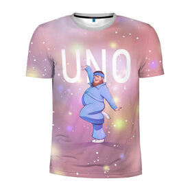Мужская футболка 3D спортивная с принтом UNO (Little Big) в Белгороде, 100% полиэстер с улучшенными характеристиками | приталенный силуэт, круглая горловина, широкие плечи, сужается к линии бедра | eurovision 2020 | little big | uno | вог | евровидение | литтл биг | пухляш | танец | уно | юно