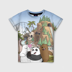 Детская футболка 3D с принтом Вся правда о медведях. Селфи в Белгороде, 100% гипоаллергенный полиэфир | прямой крой, круглый вырез горловины, длина до линии бедер, чуть спущенное плечо, ткань немного тянется | grizzly | ice bear | panda | the three bare bears | vdzajul | we bare bears | белый | вся правда о медведях | гризли | панда | правда