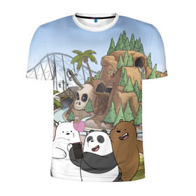 Мужская футболка 3D спортивная с принтом Вся правда о медведях. Селфи в Белгороде, 100% полиэстер с улучшенными характеристиками | приталенный силуэт, круглая горловина, широкие плечи, сужается к линии бедра | grizzly | ice bear | panda | the three bare bears | vdzajul | we bare bears | белый | вся правда о медведях | гризли | панда | правда