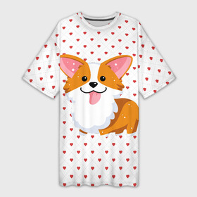 Платье-футболка 3D с принтом Корги в Белгороде,  |  | corgi | корги | маленькая собачка | милый | милый корги | рыжая | рыжая собачка | собака | собачка | такси