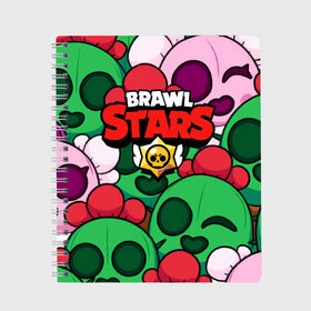 Тетрадь с принтом BRAWL STARS в Белгороде, 100% бумага | 48 листов, плотность листов — 60 г/м2, плотность картонной обложки — 250 г/м2. Листы скреплены сбоку удобной пружинной спиралью. Уголки страниц и обложки скругленные. Цвет линий — светло-серый
 | 8 bit | barley | brawl stars | brock | bull | colt | crow | dynamike | frank | jessie | leon | nita | барли | бравл старс | брок | булл | ворон | джесси | динамайк | кольт | леон | фрэнк