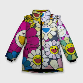 Зимняя куртка для девочек 3D с принтом Цветы Ромашки в Белгороде, ткань верха — 100% полиэстер; подклад — 100% полиэстер, утеплитель — 100% полиэстер. | длина ниже бедра, удлиненная спинка, воротник стойка и отстегивающийся капюшон. Есть боковые карманы с листочкой на кнопках, утяжки по низу изделия и внутренний карман на молнии. 

Предусмотрены светоотражающий принт на спинке, радужный светоотражающий элемент на пуллере молнии и на резинке для утяжки. | 