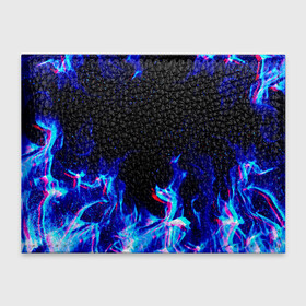 Обложка для студенческого билета с принтом СИНИЙ ОГОНЬ ГЛИТЧ | BLUE FIRE GLITCH в Белгороде, натуральная кожа | Размер: 11*8 см; Печать на всей внешней стороне | Тематика изображения на принте: abstraction | fire | flame | geometry | hexagon | neon | paints | stripes | texture | triangle | абстракция | брызги | геометрия | краски | неон | неоновый | огонь | соты | текстура