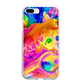 Чехол для iPhone 7Plus/8 Plus матовый с принтом TIE DYE в Белгороде, Силикон | Область печати: задняя сторона чехла, без боковых панелей | abstraction | geometry | hexagon | neon | paints | stripes | texture | tie dye | triangle | абстракция | брызги | геометрия | краски | неон | неоновый | соты | тай дай | текстура