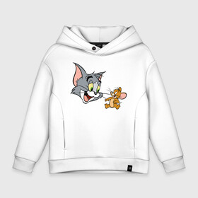 Детское худи Oversize хлопок с принтом Tom&Jerry в Белгороде, френч-терри — 70% хлопок, 30% полиэстер. Мягкий теплый начес внутри —100% хлопок | боковые карманы, эластичные манжеты и нижняя кромка, капюшон на магнитной кнопке | spike | tom  jerry | tom and jerry | tomjerry | tuffy | vdgerir | мамочка два тапочка | том и джери | том и джерри