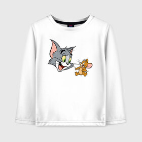 Детский лонгслив хлопок с принтом Tom&Jerry в Белгороде, 100% хлопок | круглый вырез горловины, полуприлегающий силуэт, длина до линии бедер | spike | tom  jerry | tom and jerry | tomjerry | tuffy | vdgerir | мамочка два тапочка | том и джери | том и джерри