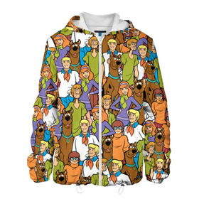 Мужская куртка 3D с принтом Scooby-Doo Team в Белгороде, ткань верха — 100% полиэстер, подклад — флис | прямой крой, подол и капюшон оформлены резинкой с фиксаторами, два кармана без застежек по бокам, один большой потайной карман на груди. Карман на груди застегивается на липучку | fred jones | scooby doo | vdosadir | velma dinkle | велма динкли | дафна блейк | скуберт фон дуенхеймер | скуби ду | уильям ханна | фред джонс | шегги