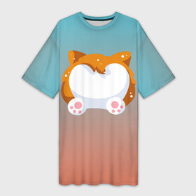 Платье-футболка 3D с принтом Милый корги в Белгороде,  |  | corgi | корги | маленькая собачка | милый | милый корги | рыжая | рыжая собачка | собака | собачка | такси