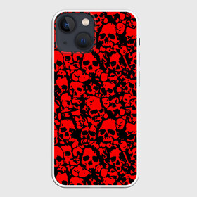 Чехол для iPhone 13 mini с принтом КРАСНЫЕ ЧЕРЕПА | RED SKULL в Белгороде,  |  | Тематика изображения на принте: abstraction | bones | geometry | hexagon | neon | paints | skull | stripes | texture | triangle | абстракция | брызги | геометрия | краски | неон | неоновый | соты | текстура | черепа