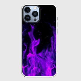 Чехол для iPhone 13 Pro Max с принтом ФИОЛЕТОВЫЙ ОГОНЬ | PURPLE FIRE в Белгороде,  |  | Тематика изображения на принте: abstraction | bones | fire | geometry | hexagon | neon | paints | skull | stripes | texture | triangle | абстракция | брызги | геометрия | краски | неон | неоновый | огонь | соты | текстура | черепа