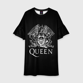 Детское платье 3D с принтом QUEEN | КВИН (Z) в Белгороде, 100% полиэстер | прямой силуэт, чуть расширенный к низу. Круглая горловина, на рукавах — воланы | queen | rock | we will rock you | брайан мэи | группа queen | группа квин | джон дикон | квин | королева | король | роджер тейлор | рок | фредди меркьюри