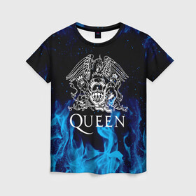 Женская футболка 3D с принтом QUEEN  в Белгороде, 100% полиэфир ( синтетическое хлопкоподобное полотно) | прямой крой, круглый вырез горловины, длина до линии бедер | queen | rock | we will rock you | брайан мэи | группа queen | группа квин | джон дикон | квин | королева | король | роджер тейлор | рок | фредди меркьюри