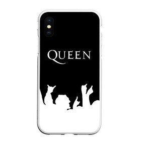 Чехол для iPhone XS Max матовый с принтом QUEEN в Белгороде, Силикон | Область печати: задняя сторона чехла, без боковых панелей | Тематика изображения на принте: queen | rock | we will rock you | брайан мэи | группа queen | группа квин | джон дикон | квин | королева | король | роджер тейлор | рок | фредди меркьюри