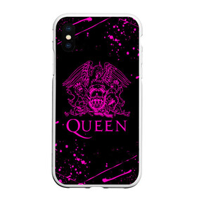 Чехол для iPhone XS Max матовый с принтом QUEEN в Белгороде, Силикон | Область печати: задняя сторона чехла, без боковых панелей | Тематика изображения на принте: queen | rock | we will rock you | брайан мэи | группа queen | группа квин | джон дикон | квин | королева | король | роджер тейлор | рок | фредди меркьюри