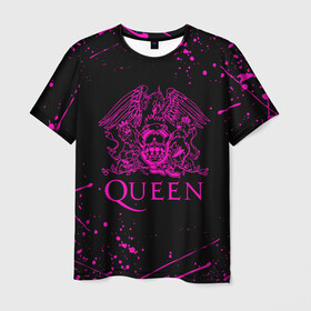 Мужская футболка 3D с принтом QUEEN  в Белгороде, 100% полиэфир | прямой крой, круглый вырез горловины, длина до линии бедер | queen | rock | we will rock you | брайан мэи | группа queen | группа квин | джон дикон | квин | королева | король | роджер тейлор | рок | фредди меркьюри