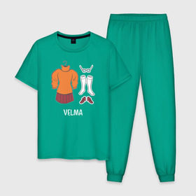 Мужская пижама хлопок с принтом Velma в Белгороде, 100% хлопок | брюки и футболка прямого кроя, без карманов, на брюках мягкая резинка на поясе и по низу штанин
 | scooby doo | vdosadir | velma dinkle | велма динкли | скуби ду | уильям ханна
