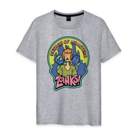 Мужская футболка хлопок с принтом Zoinks ! в Белгороде, 100% хлопок | прямой крой, круглый вырез горловины, длина до линии бедер, слегка спущенное плечо. | scooby doo | shaggy | vdosadir | скуби ду | уильям ханна | шегги
