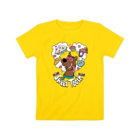 Детская футболка хлопок с принтом Sweet Tooth в Белгороде, 100% хлопок | круглый вырез горловины, полуприлегающий силуэт, длина до линии бедер | Тематика изображения на принте: scooby doo | vdosadir | скуберт фон дуенхеймер | скуби ду | уильям ханна