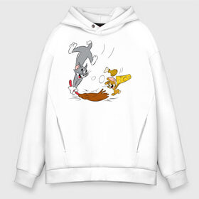 Мужское худи Oversize хлопок с принтом Tom&Jerry в Белгороде, френч-терри — 70% хлопок, 30% полиэстер. Мягкий теплый начес внутри —100% хлопок | боковые карманы, эластичные манжеты и нижняя кромка, капюшон на магнитной кнопке | spike | tom  jerry | tom and jerry | tomjerry | tuffy | vdgerir | мамочка два тапочка | том и джери | том и джерри