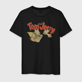 Мужская футболка хлопок с принтом Tom&Jerry retro в Белгороде, 100% хлопок | прямой крой, круглый вырез горловины, длина до линии бедер, слегка спущенное плечо. | spike | tom  jerry | tom and jerry | tomjerry | tuffy | vdgerir | мамочка два тапочка | том и джери | том и джерри