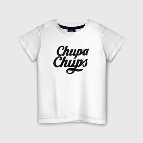 Детская футболка хлопок с принтом Chupa-Chups Logo в Белгороде, 100% хлопок | круглый вырез горловины, полуприлегающий силуэт, длина до линии бедер | Тематика изображения на принте: chupa chups | confectus | confetto | бренд | конфета | сладкое | сладость | сосалка | соска | чупа | чупа чупс | чупс