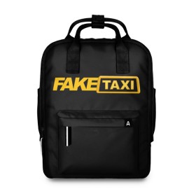 Женский рюкзак 3D с принтом Fake Taxi в Белгороде, 100% полиэстер | лямки с регулируемой длиной, сверху ручки, чтобы рюкзак нести как сумку. Основное отделение закрывается на молнию, как и внешний карман. Внутри два дополнительных кармана, один из которых закрывается на молнию. По бокам два дополнительных кармашка, куда поместится маленькая бутылочка
 | Тематика изображения на принте: fake taxi | faketaxi | taxi | такси | таксист | фейк такси | фейковое такси | фейктакси