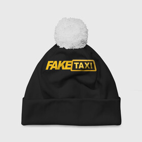 Шапка 3D c помпоном с принтом Fake Taxi в Белгороде, 100% полиэстер | универсальный размер, печать по всей поверхности изделия | Тематика изображения на принте: fake taxi | faketaxi | taxi | такси | таксист | фейк такси | фейковое такси | фейктакси