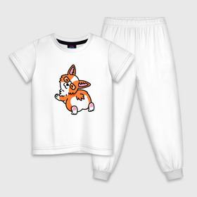 Детская пижама хлопок с принтом Милый корги в Белгороде, 100% хлопок |  брюки и футболка прямого кроя, без карманов, на брюках мягкая резинка на поясе и по низу штанин
 | 