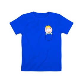Детская футболка хлопок с принтом БАТТЕРС в Белгороде, 100% хлопок | круглый вырез горловины, полуприлегающий силуэт, длина до линии бедер | Тематика изображения на принте: cartman | kenny | kyle | south park | stan | кайл | картман | кенни | стэн | южный парк
